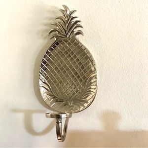 New! Large Silver Metal Hawaiian Pineapple Candle Holder/Sconce